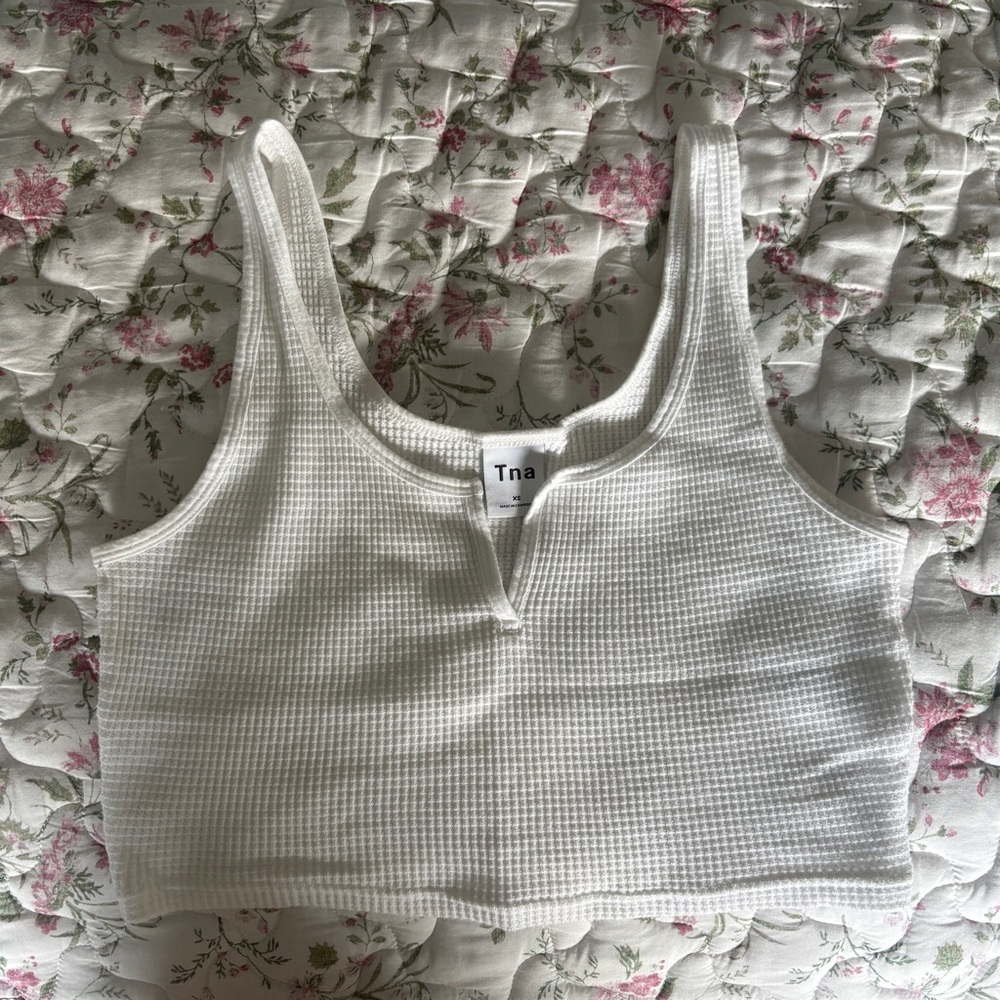 Aritzia Tna White Knit Crop Top